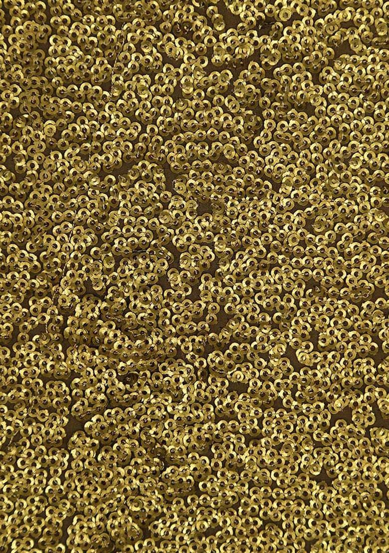 Gold Sequin Embellished Georgette Saree set - Indya