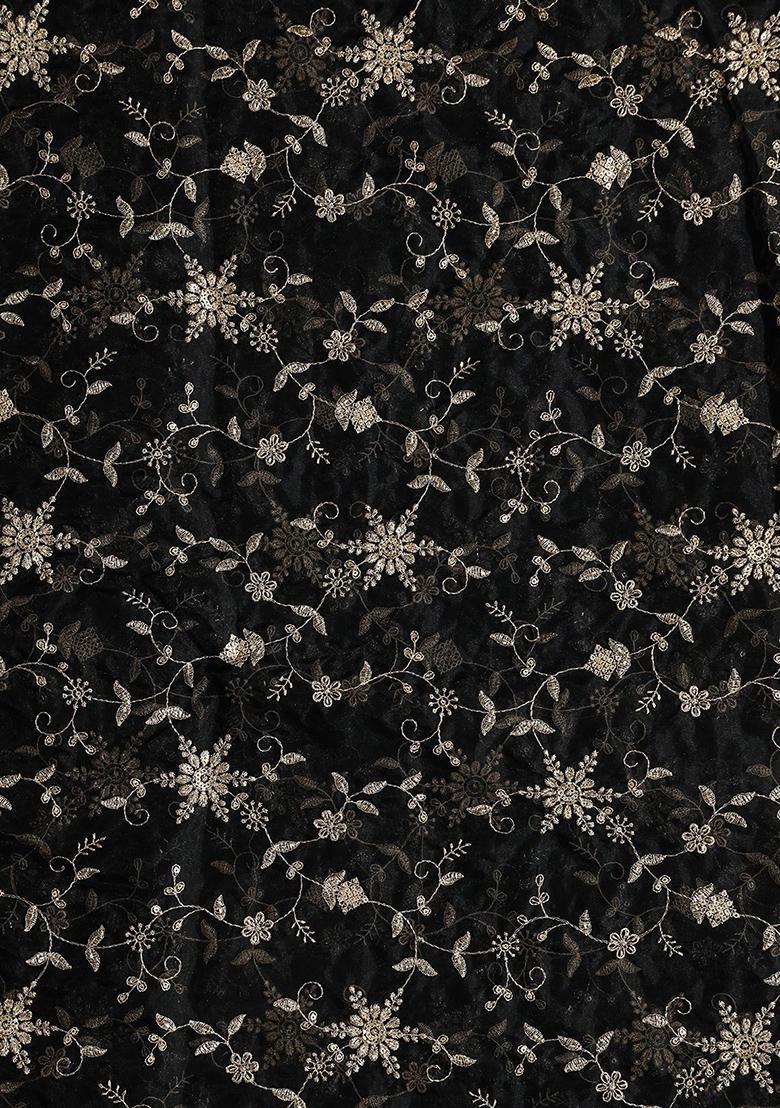 Black Embroidered Organza Lehenga Set With Dupatta - Indya