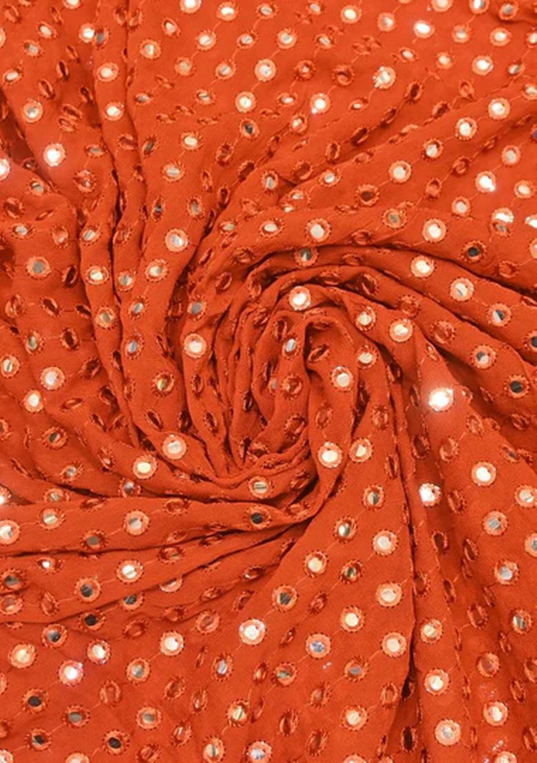 Orange Embroidered Georgette Fusion Set - Indya