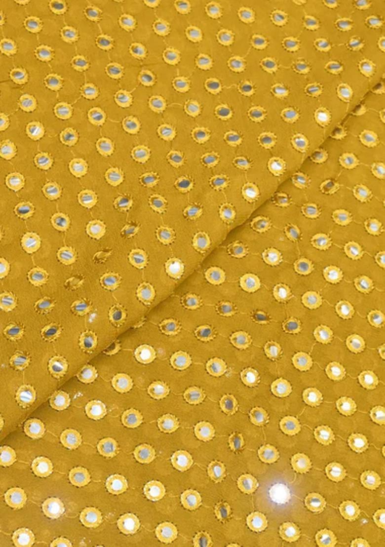 Mustard Embroidered Georgette Fusion Set - Indya