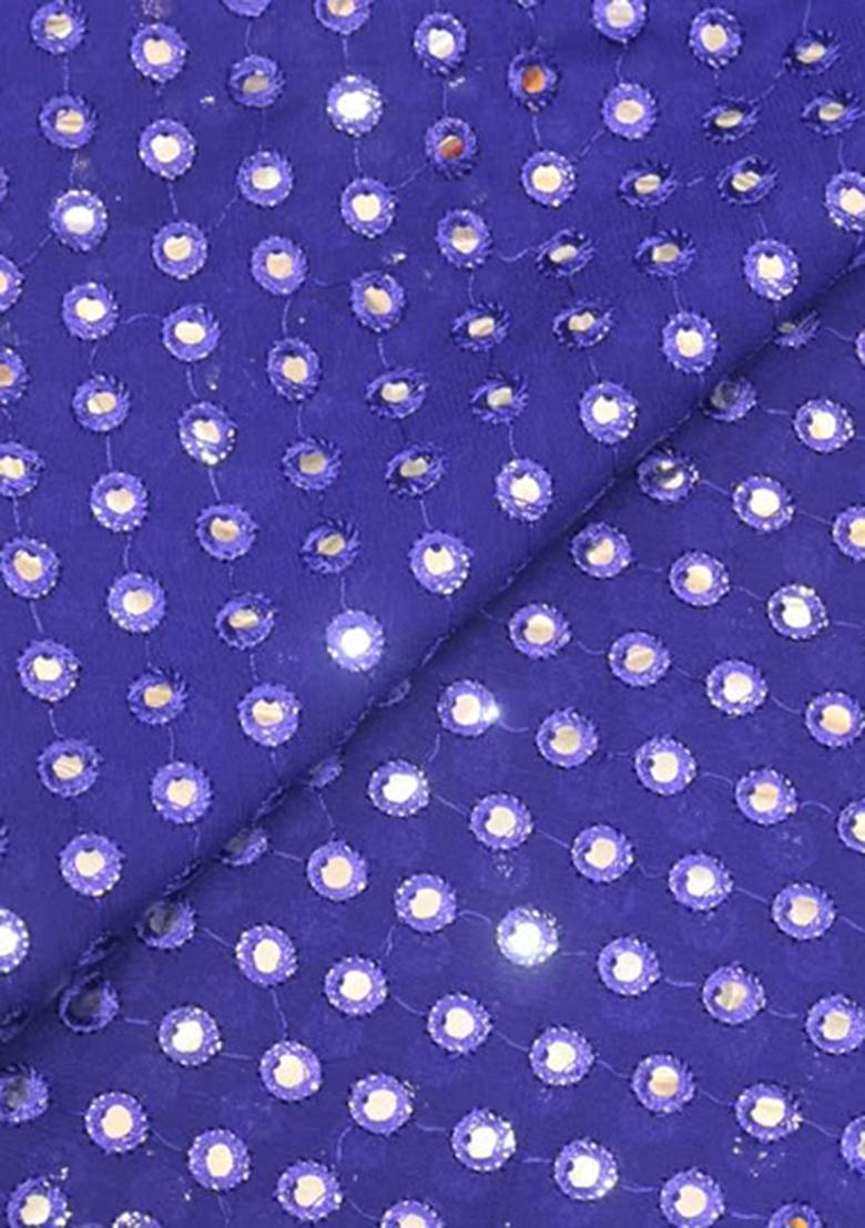 Blue Purple Sequin Work Georgette Sharara Set - Indya