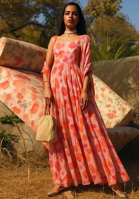 Multi Tie And Dye Chiffon Gown