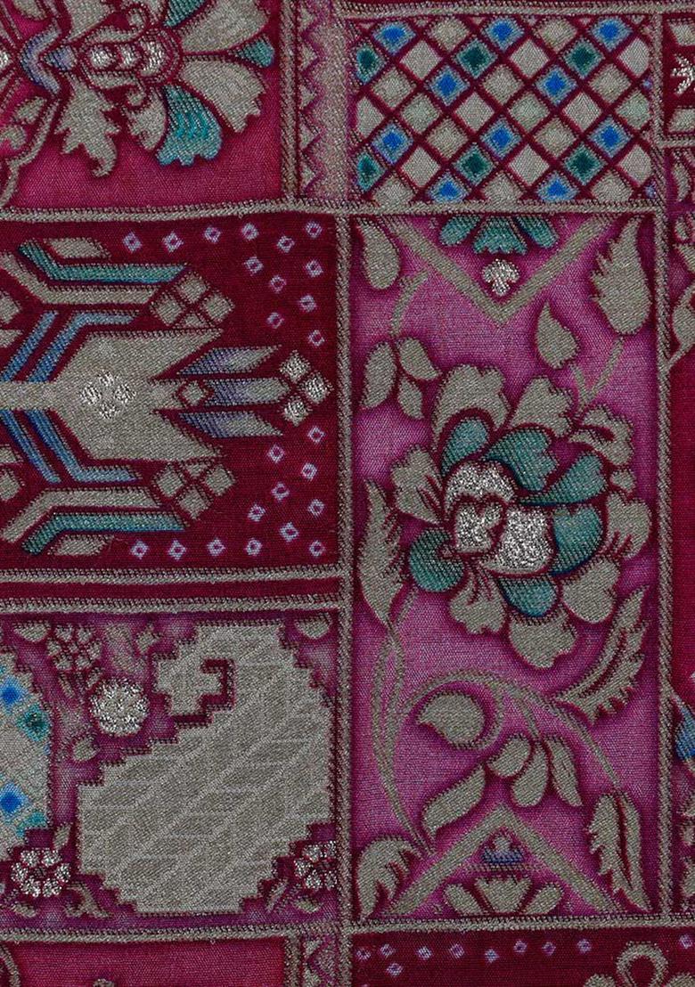 Magenta Pink Jacquard Brocade Lehenga Set - Indya