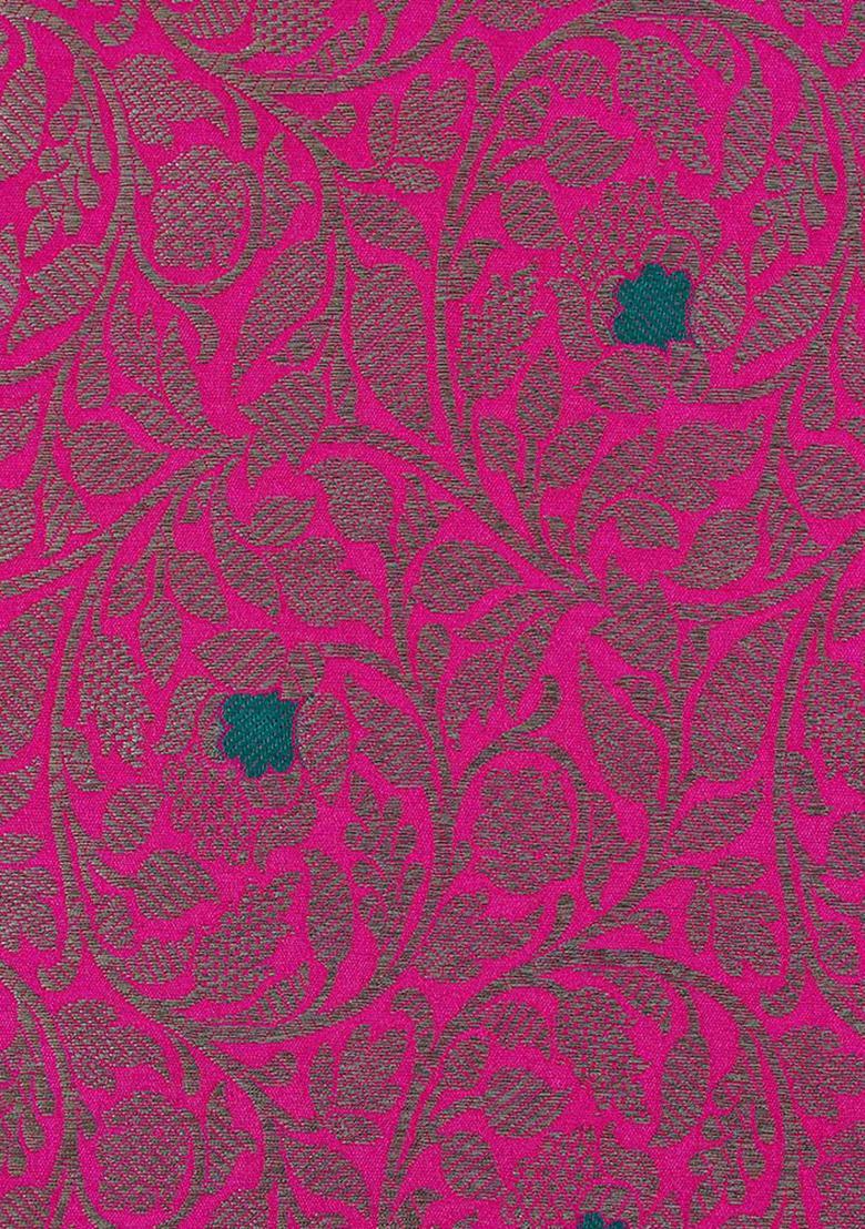 Fusion Pink Jacquard Brocade Lehenga Set - Indya