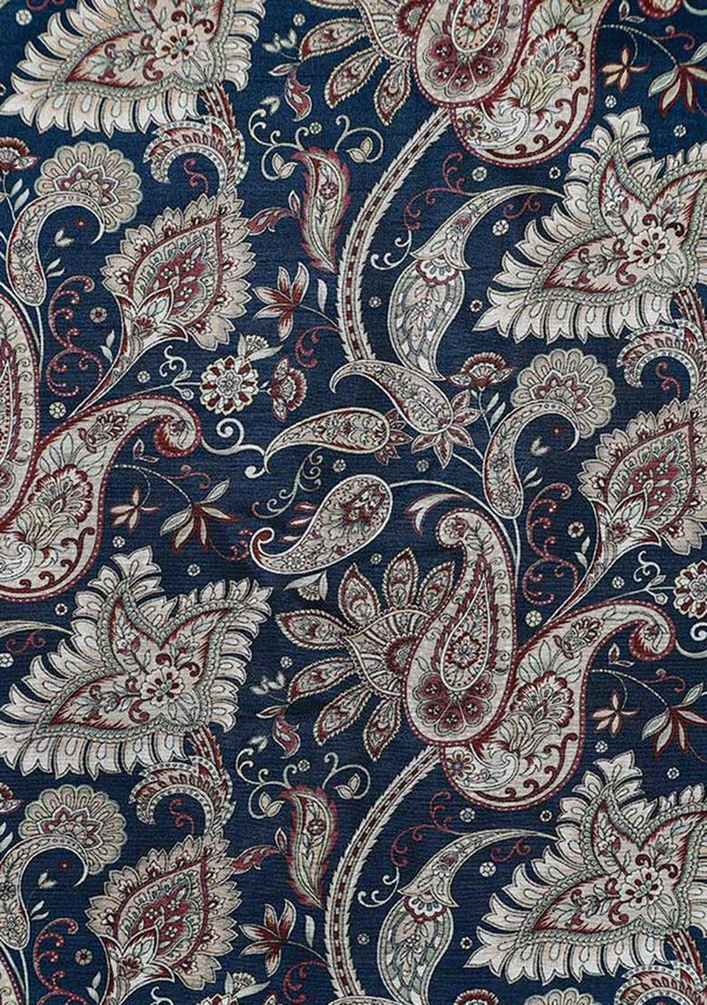 Navy Blue Printed Viscose Lehenga Set - Indya