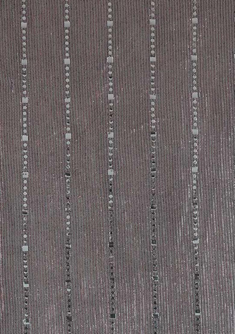 Grey Sequin Embellished Pre Draped Saree Set - Indya