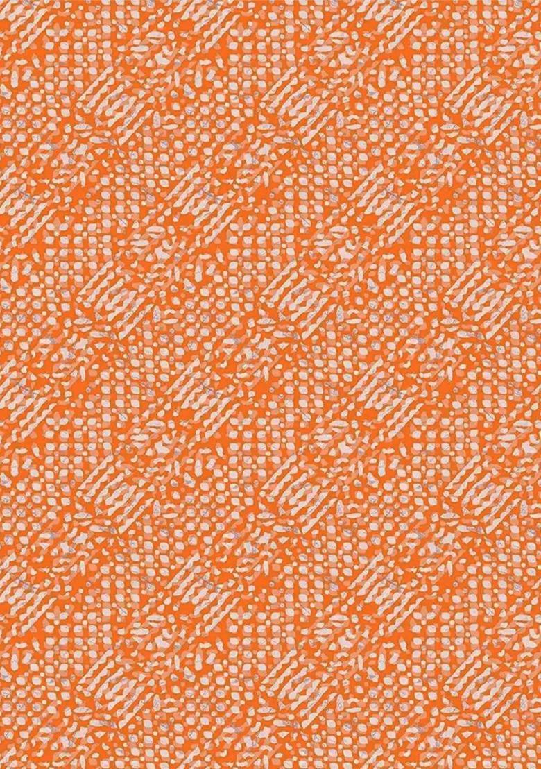 Orange Printed Chiffon Pre Draped Saree Set - Indya