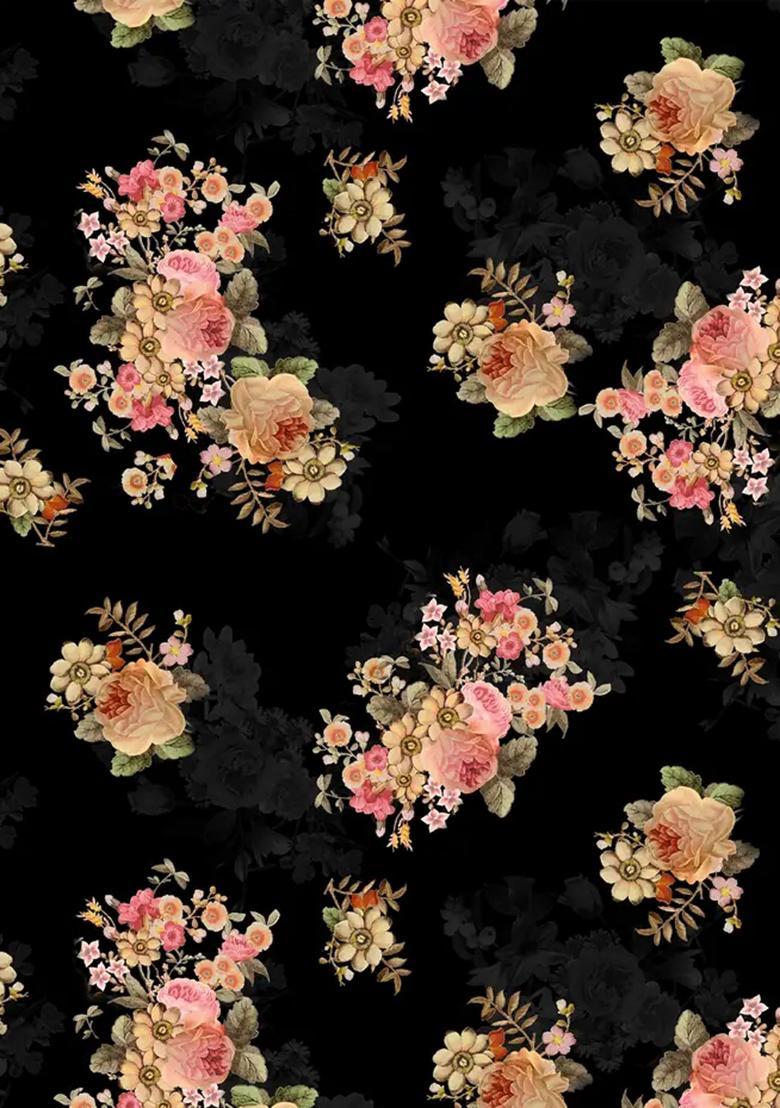 Black Printed Chiffon Fusion Set - Indya