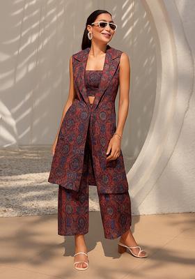 Pink Printed Dola Silk Blend Fusion Set
