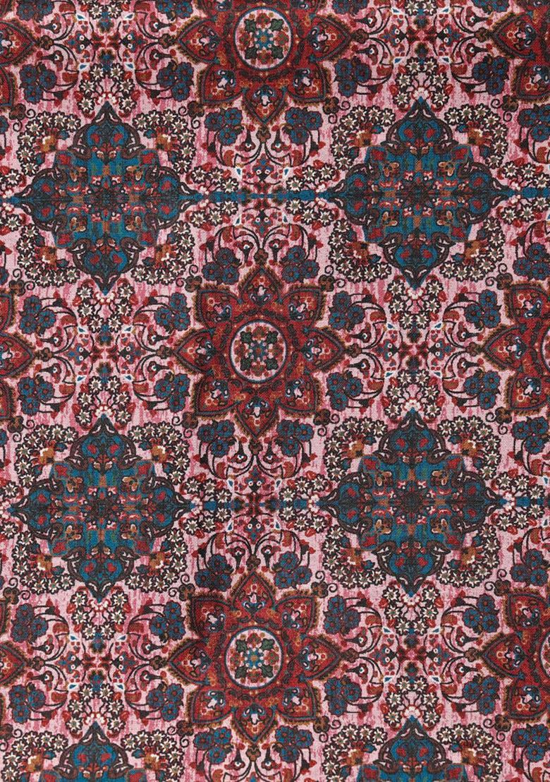 Pink Printed Dola Silk Blend Fusion Set - Indya