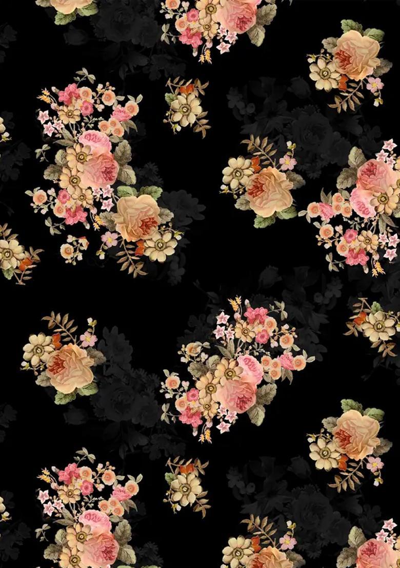 Black Floral Print Chiffon Co Ord Set - Indya