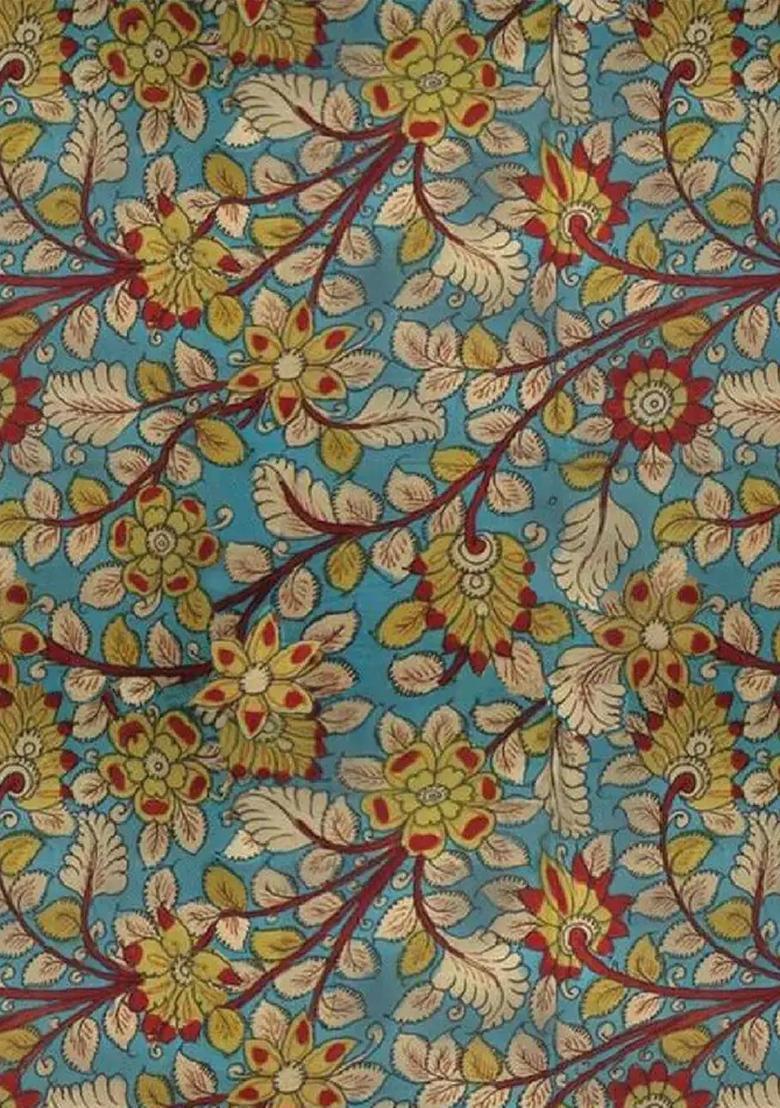 Powder Blue Printed Chiffon Lehenga Set - Indya