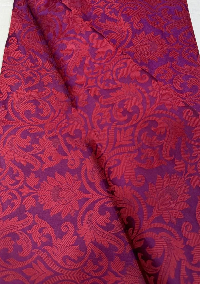 Purple Jacquard Brocade Lehenga Set - Indya