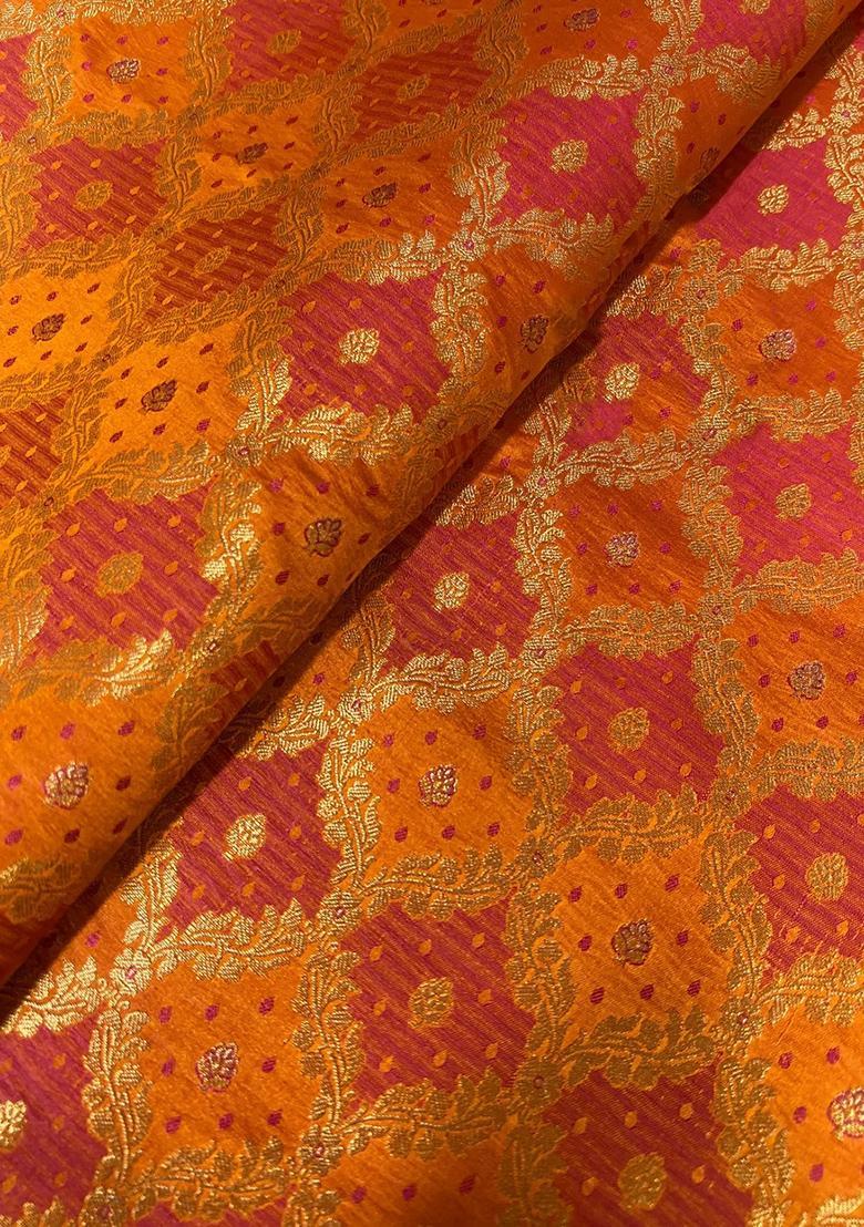 Multicolor Jacquard Brocade Lehenga Set - Indya