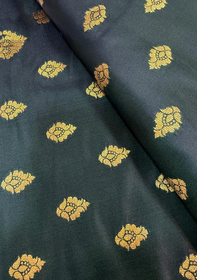 Bottle Green Jacquard Brocade Lehenga Set - Indya