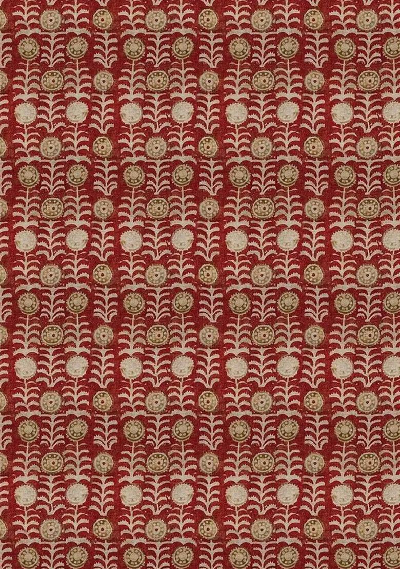 Deep Maroon Printed Chinon Pre Draped Saree Set - Indya