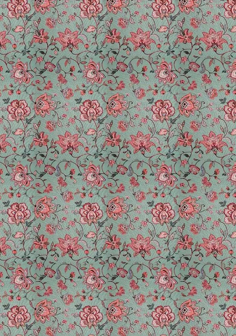 Mint Green Printed Polyester Fusion Set - Indya
