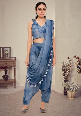 Blue Printed Polyester Fusion Set