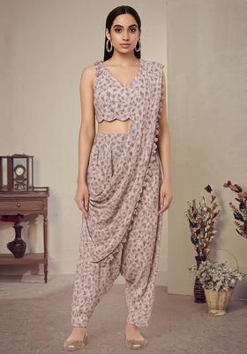 Pink Printed Polyester Fusion Set