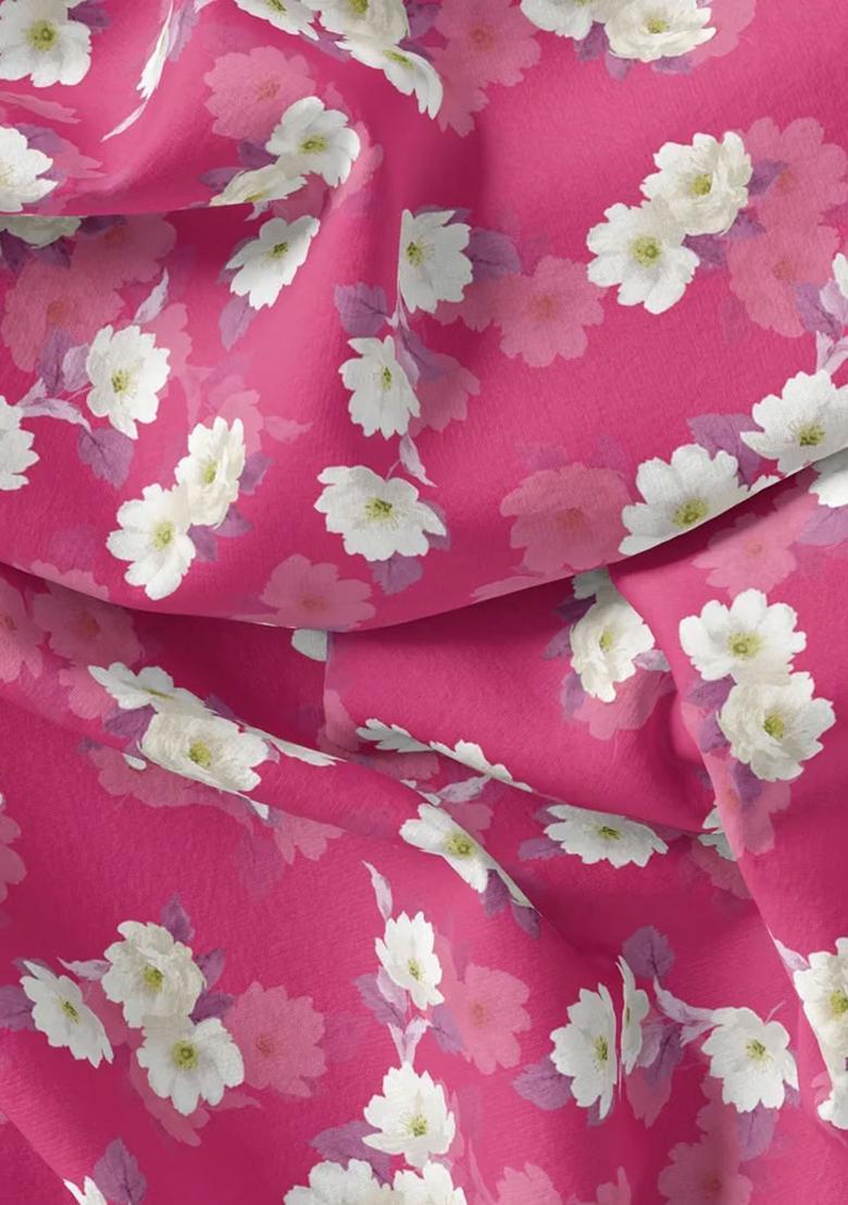Pink Printed Polyester Fusion Set - Indya