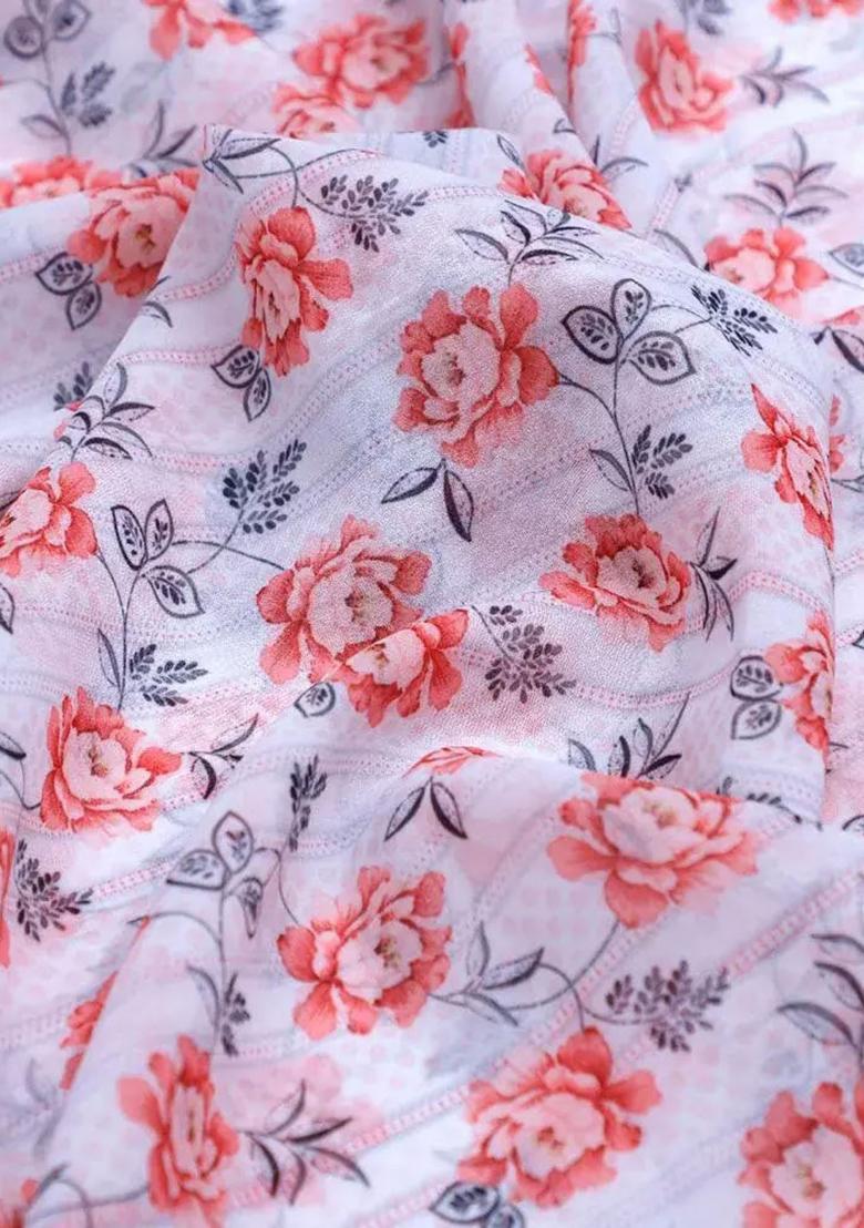 Lavender Floral Print Polyester Sharara Set - Indya