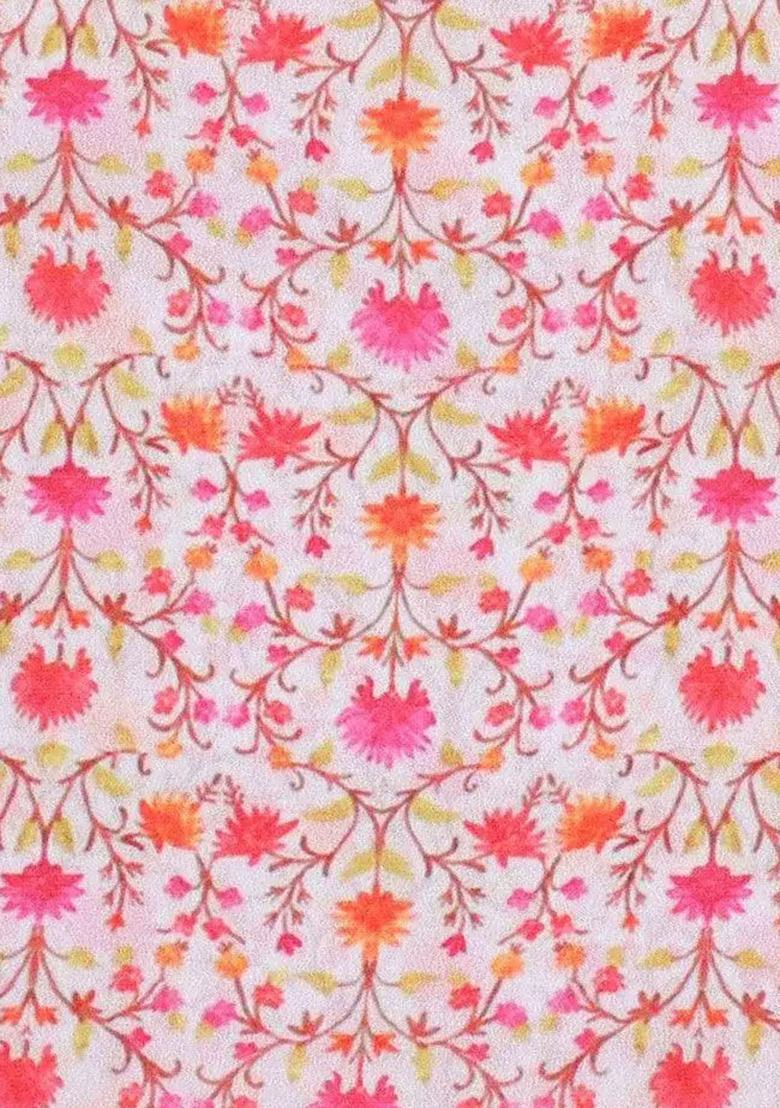 Pink Floral Print Polyester Co Ord Set - Indya