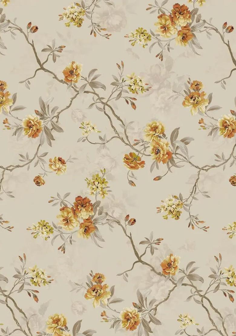 Beige Floral Print Polyester Co Ord Set - Indya