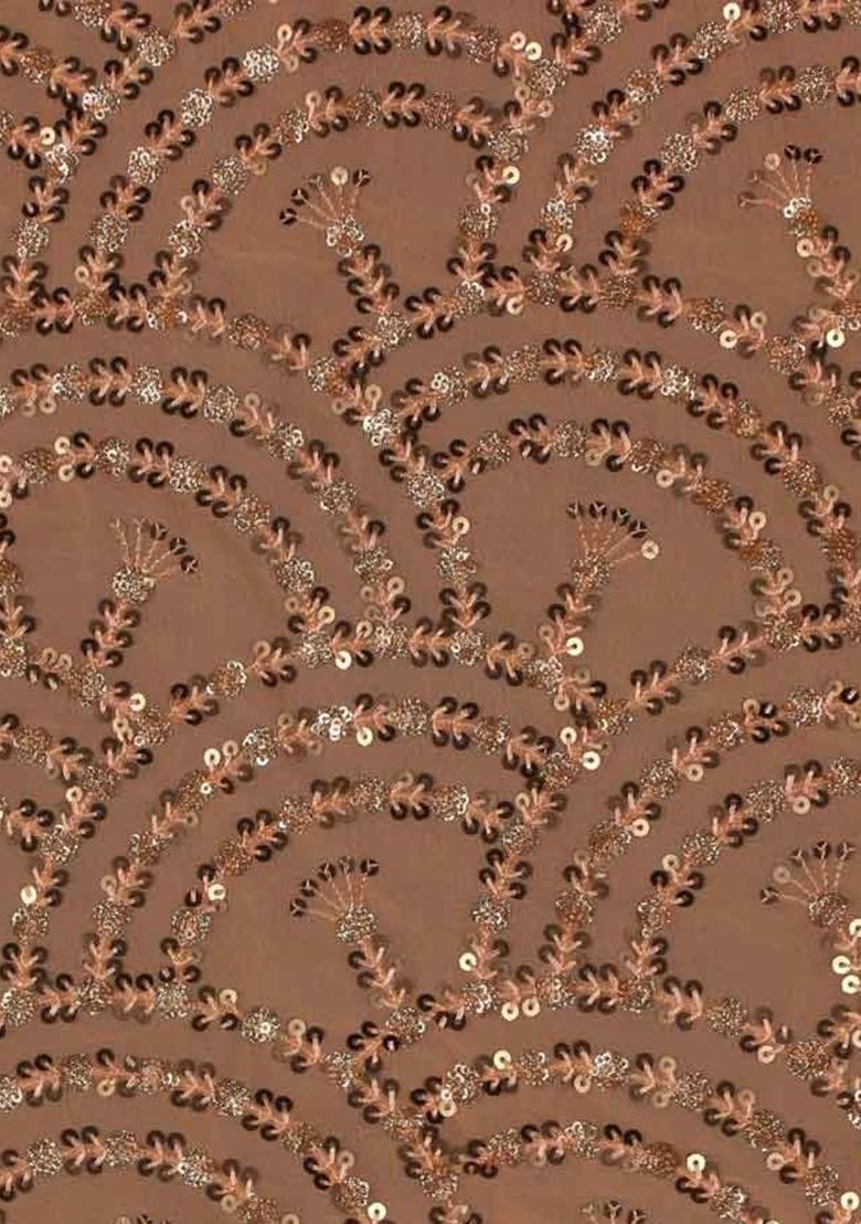 Brown Embroidered Georgette Sharara Set - Indya