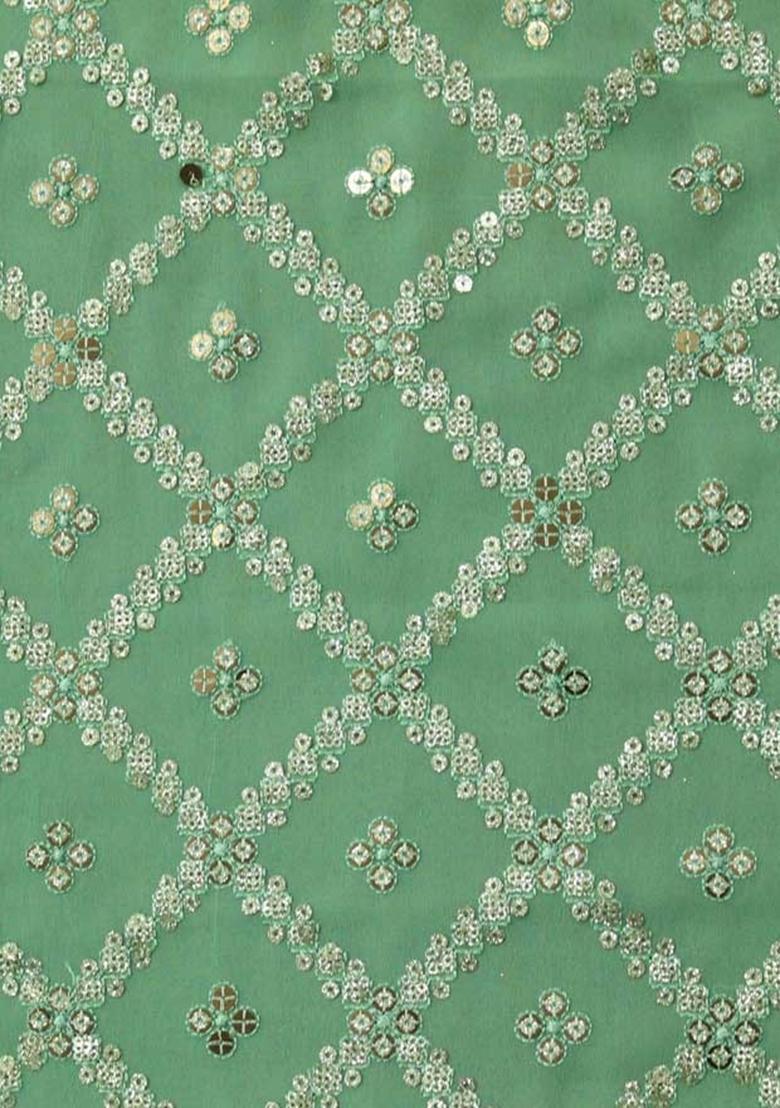 Green Embroidered Georgette Sharara Set - Indya