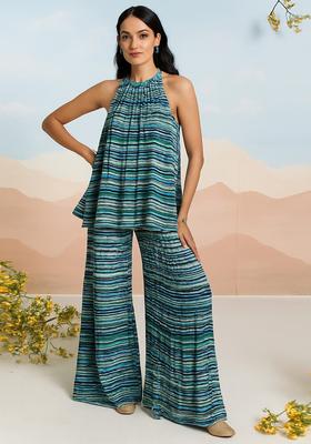Multicolor Striped Georgette Co Ord Set