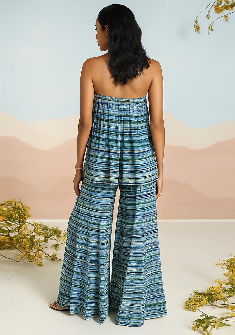 Multicolor Striped Georgette Co Ord Set - Indya