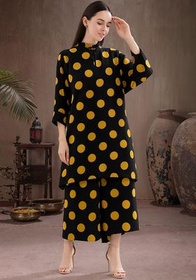 Black Printed Satin Co Ord Set