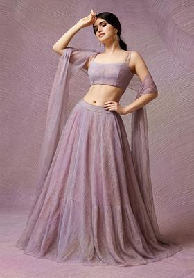 Multicolor Printed Organza Lehenga Set