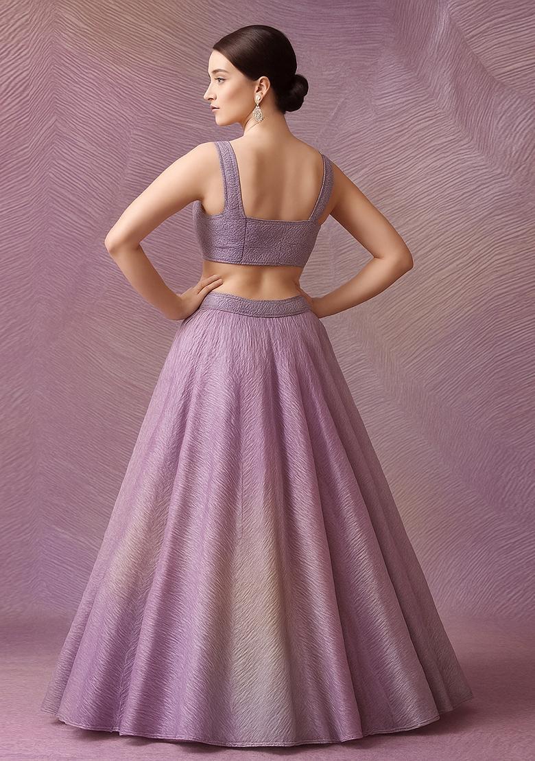 Multicolor Printed Organza Lehenga Set - Indya