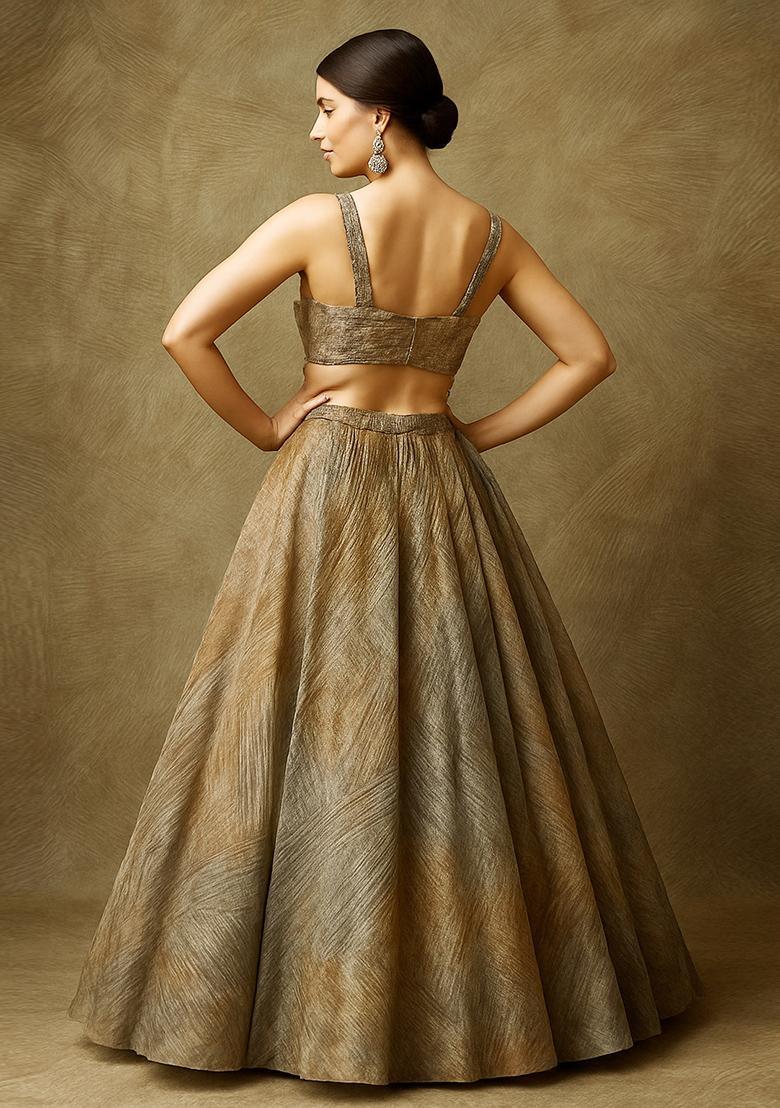 Multicolor Printed Organza Lehenga Set - Indya