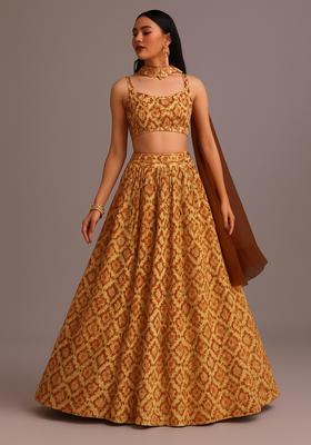 Multicolor Printed Georgette Lehenga Set