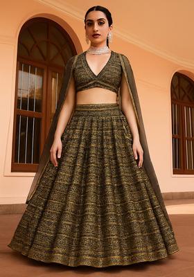 Black Sequin Embroidered Net Lehenga Set
