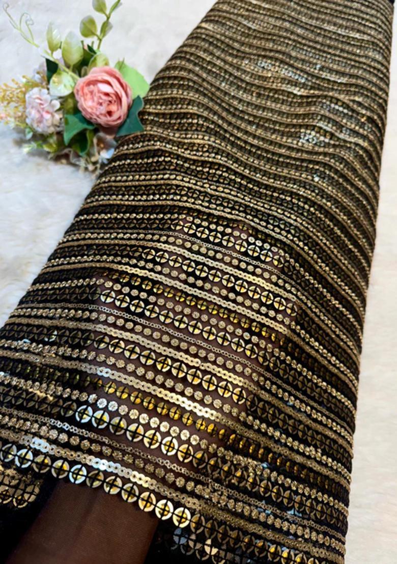 Black Sequin Embroidered Net Lehenga Set - Indya