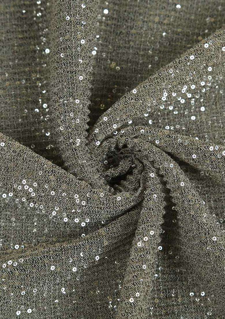 Grey Sequin Embellished Net Fusion Set - Indya