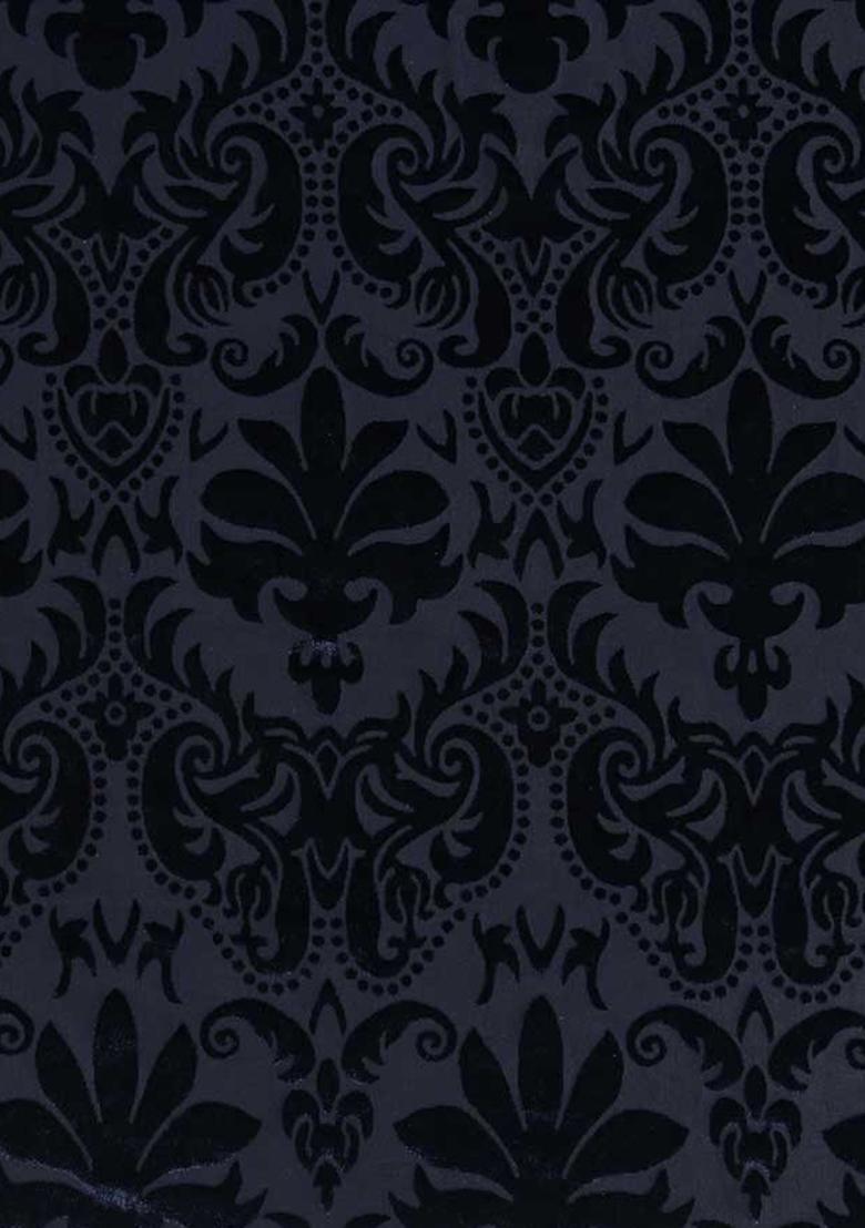 Navy Self Design Velvet Fusion Set - Indya