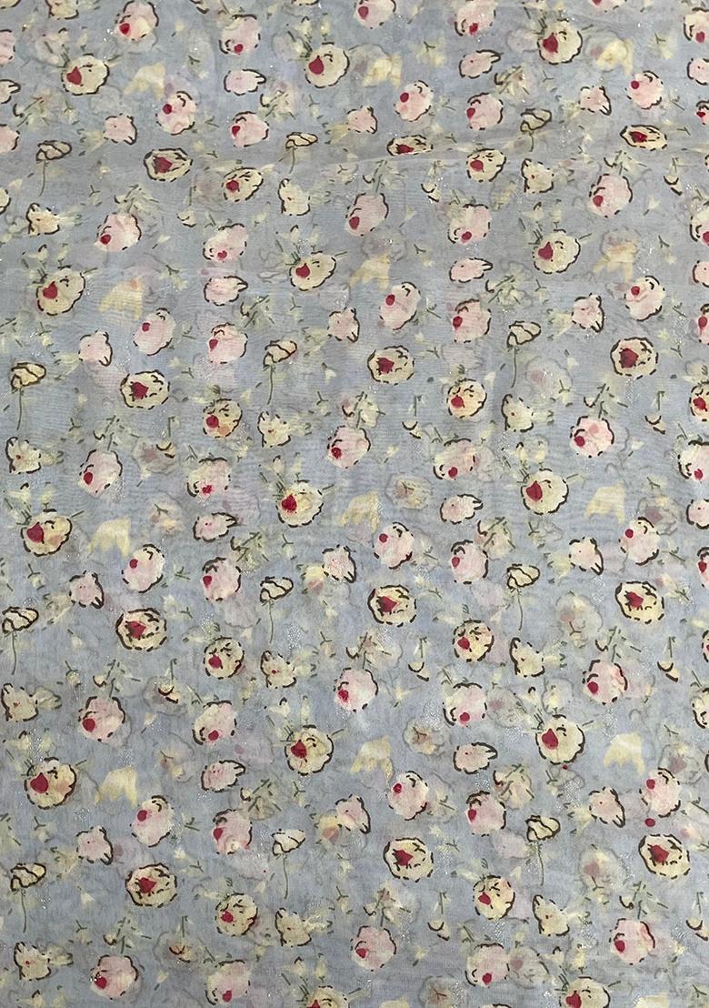 Sky Blue Floral Print Georgette Co Ord Set - Indya