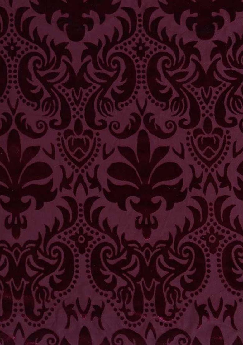 Maroon Self Design Velvet Lehenga Set - Indya