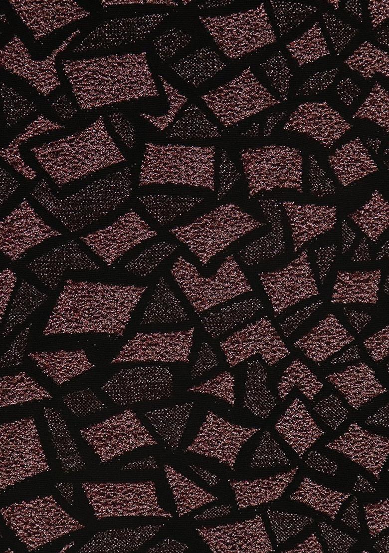 Black And Copper Self Design Lurex Knit Lehenga Set - Indya