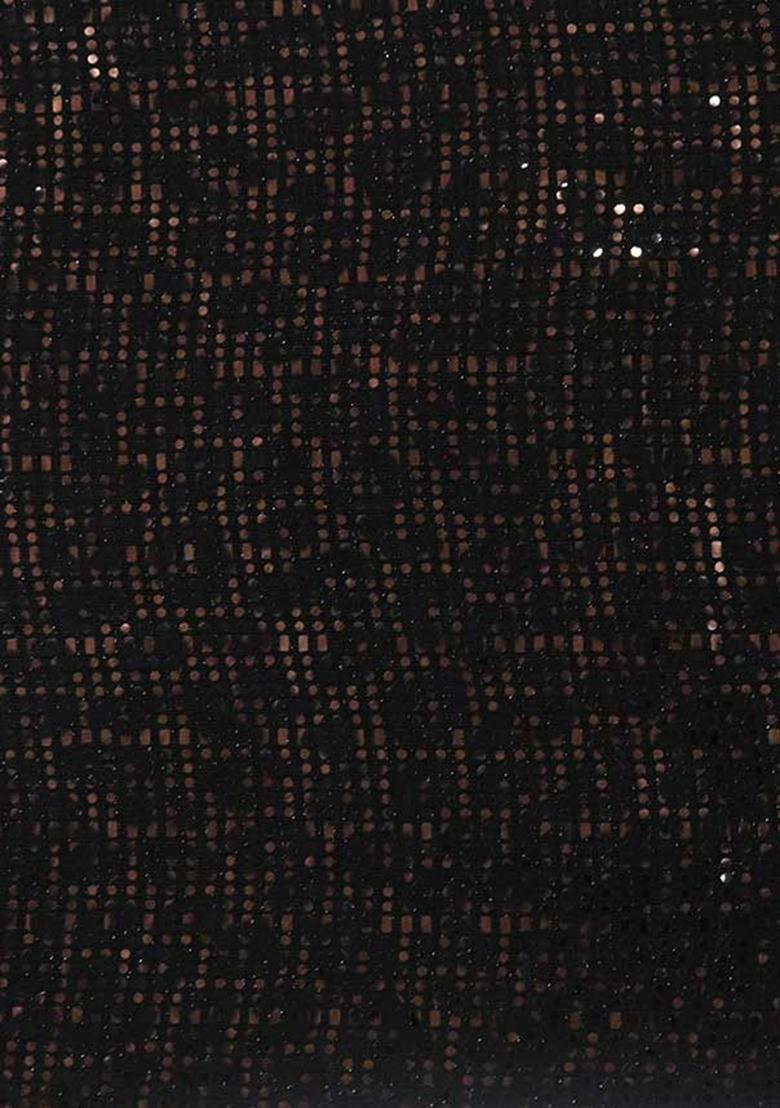 Copper Sequin Embellished Lurex Knit Pre Draped Saree Set - Indya