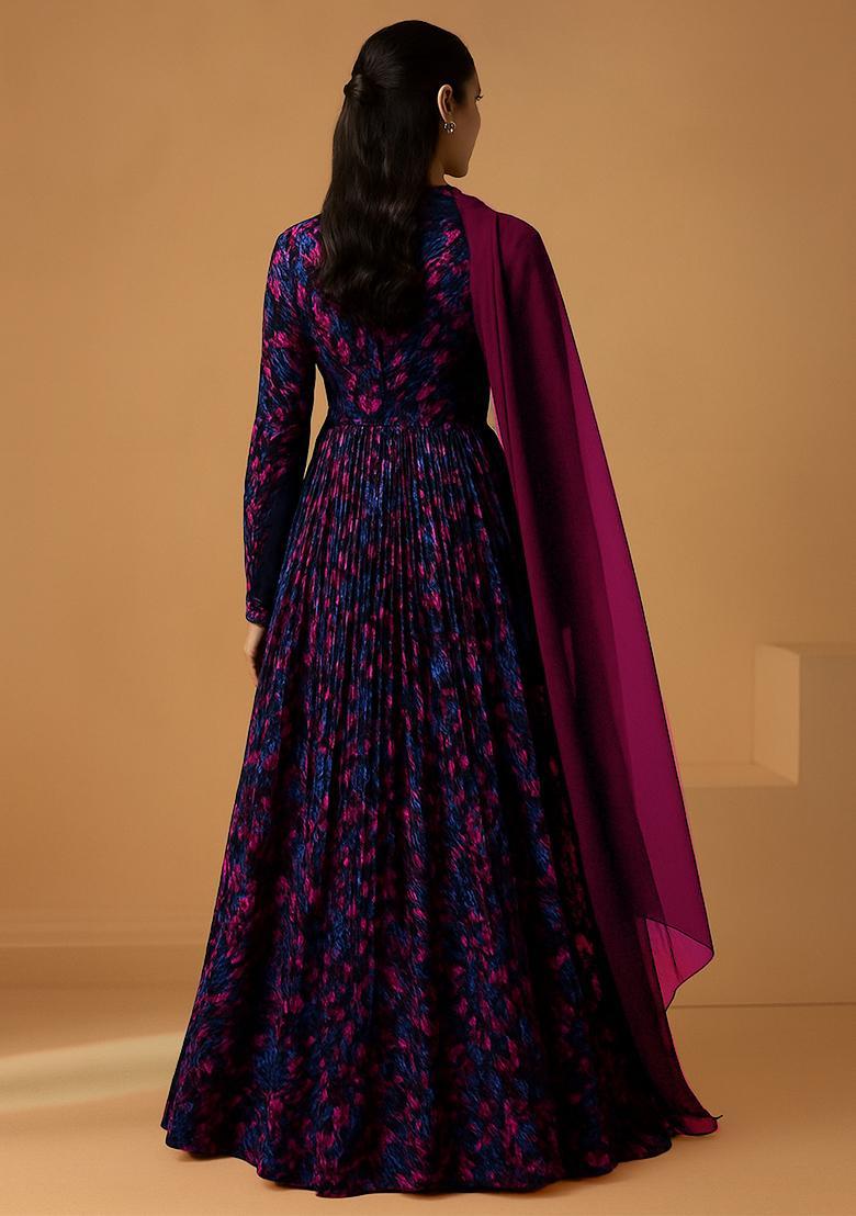 Multicolor Georgette Printed Anarkali Set - Indya