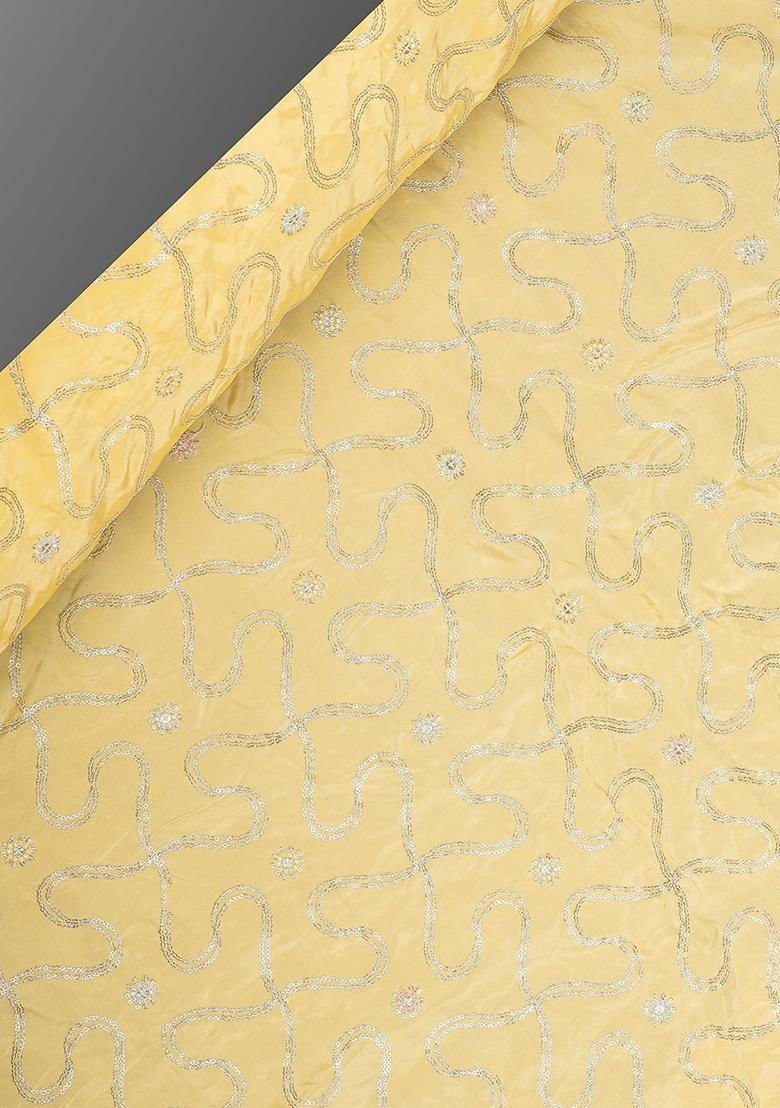 Yellow Georgette Printed Pre Draped Saree Set - Indya