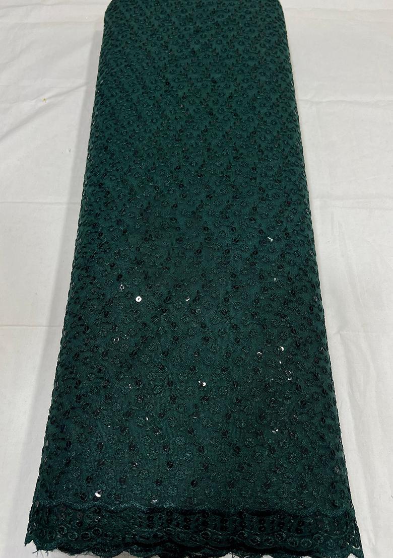 Teal Green Georgette Embroidered Fusion Set - Indya