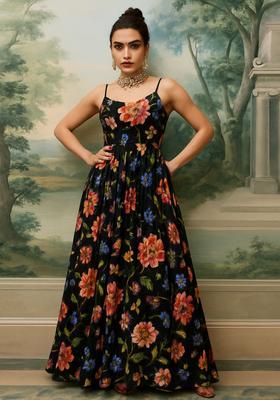 Black Georgette Printed Dress