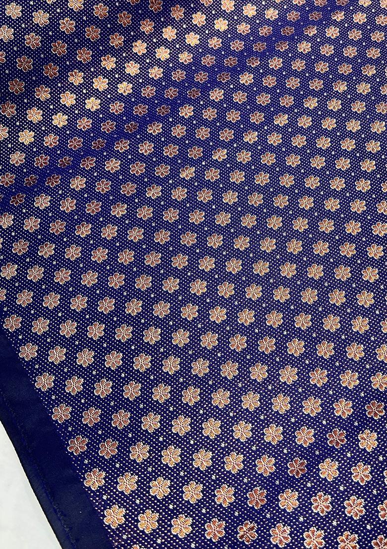 Royal Blue Brocade Lehenga Set - Indya