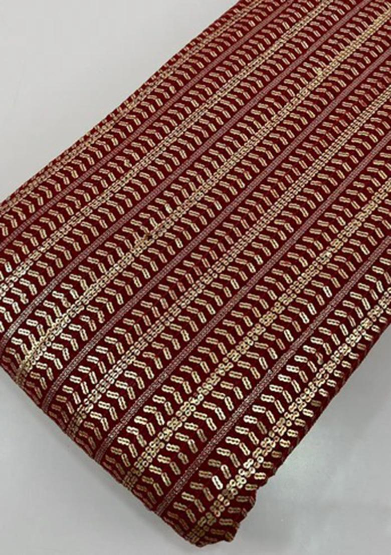 Maroon Sequin Embroidered Georgette Pre Draped Saree Set - Indya